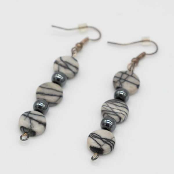 Zebra Jasper and Hematite Earrings