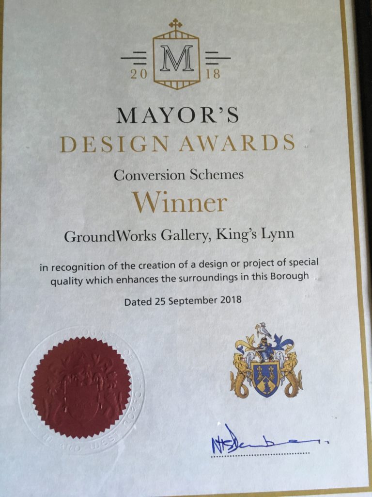 Award-winning gallery: King's Lynn Mayor's design award certificate