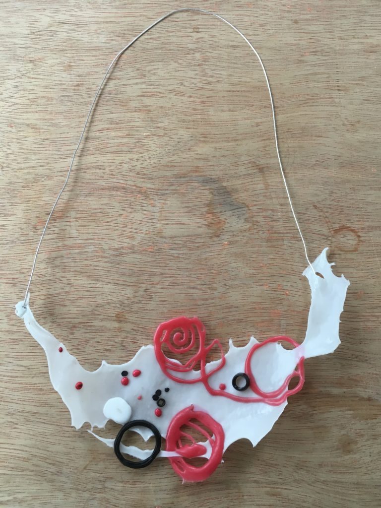 Waste transformed Plastic trash necklace