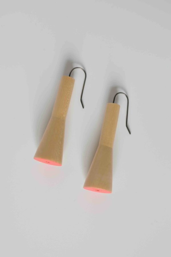 Natural sycamore funnel drop earrings