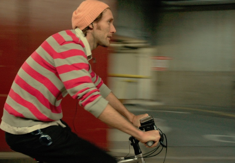 Rider Spoke man with striped shirt