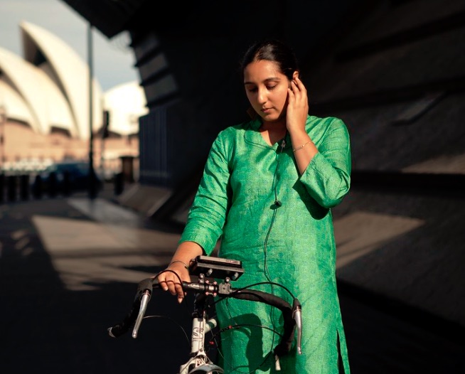 Rider spoke green dress