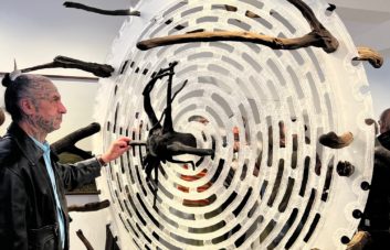 George Nuku with Seahenge axis mundi