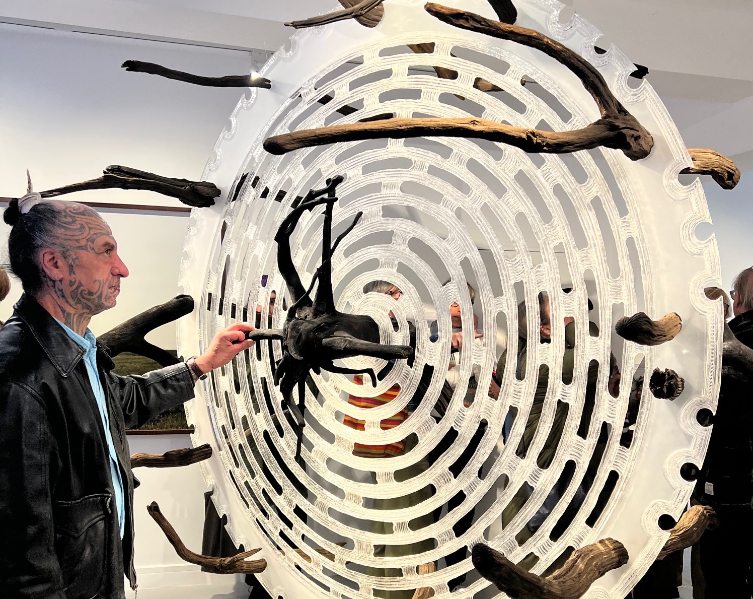 George Nuku with Seahenge axis mundi